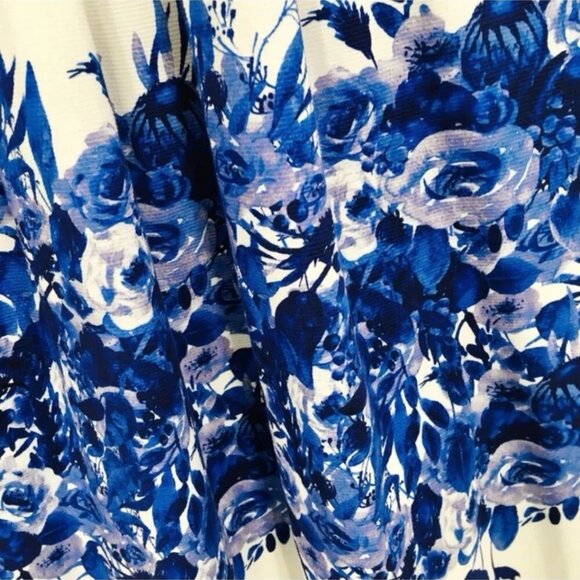 NEW Antonio Melani Cut Out Top Midi Dress Sz S Blue Porcelain Fairy Whimsy - Picture 7 of 16